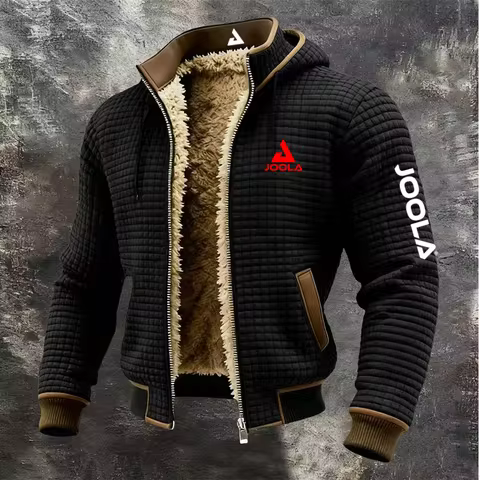 2026 JOOLA New Autumn And Winter Thick Suede Hooded Jacket Highlights Slim Fit Cross-Border Plaid Ho