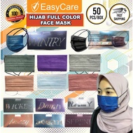 topeng muka 👨🏻‍🔬EasyCare 50pcs  3ply Face Mask Hijab Mask Head Loop Headloop Mask Adult Face Mask Hitam Colour Mask