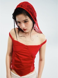 BLACKDOG BKK - SS2412 - Lace corset hoodie - คอเซ็ทผ้าลูกไม้ยืดมีฮู้ด