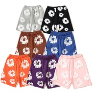 Fashion DENIM Kanye TEARS Same Style Cotton Flower Full Print Foam Printed Men's Loose Summer Casual