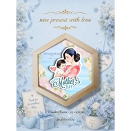 Pop Up Frame Caricature - 25x25 hexagonal mica wooden frame