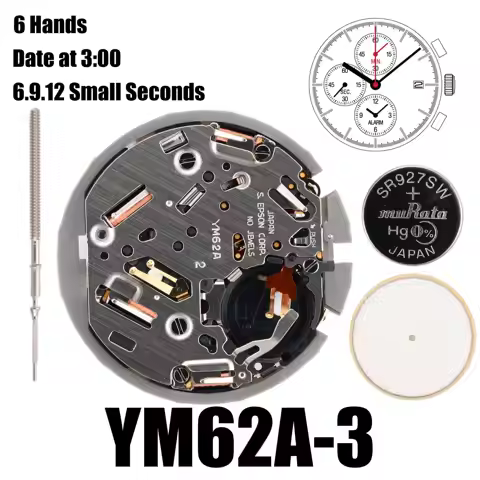 YM62 Movement YM62A Movement 6 Hands 6,9,12 Small Seconds Date at 3