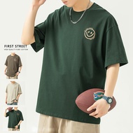 [Taiwan Shipment] Short-Sleeved t-Shirt Boys' Tops Short t High-Pound Cotton Loose Dropped Shoulders