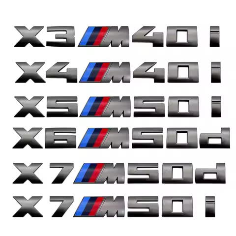 7.3cm for M logo new gray ABS letter sticker trunk badge For BMW X3 M40D 40I X4 M40D X5 M50D 50I X6 