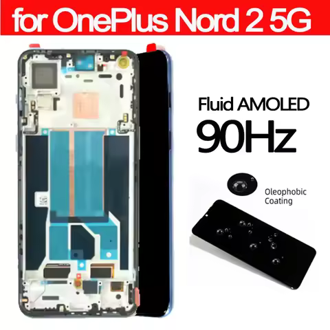 Original Fluid AMOLED, 90Hz 6.43'' Replacement For OnePlus Nord 2 5G LCD Display DN2101, DN2103 Touc