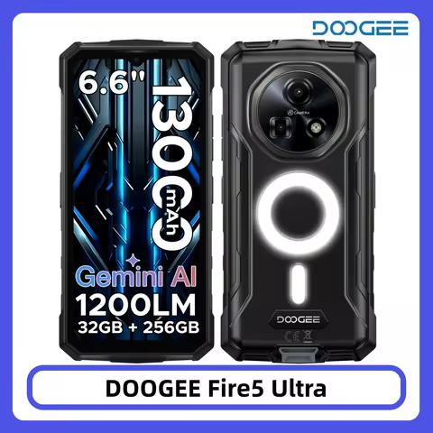 DOOGEE Fire 5 Ultra Rugged Phone 32GB 256GB 13000mAh Battery Helio G81 6.6'' 48MP Camera Camping Lig