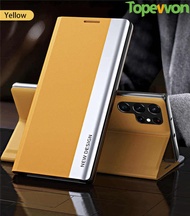 Topewon Hard Magnetic Holder Leather Phone Case For Samsung Galaxy Note 8 9 10 20 S7 S8 S8+ S9 S10 S