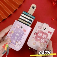 PA-HOME ID Card Holder, Pull-out Type 5 Card Pockets Mini Card Wallet, Slim Laminated Concealed PU L