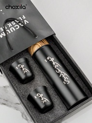 3pcs Coffee Gift Set, Included 1pc 400ml Stainless Steel Water Bottle And 2pcs 80ml Cups, Insulated