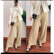 ASOKA Lyra Pants 1106 - Long Knit Rib Culottes - Highwaist Pants Women