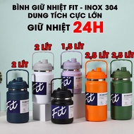 FIT Large Capacity Thermos Bottle 2500ml/2000ml/1500ml - Wide Mouth, Straw, Pouring Head, Convenient