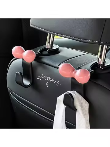 2Pcs Dopamine Pink Bow Car Hook Cute Car Seat Hook Practical Car Interior Hook for Home Storage Hook