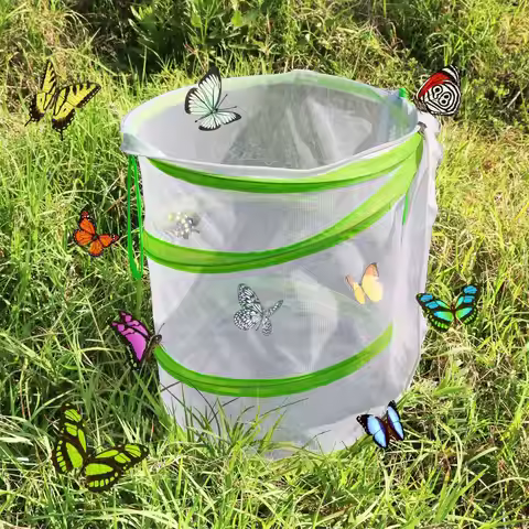 Butterfly Habitat Cage Fine Mesh Material Pop Up Design Transparent View 6.3 x 7.9 Size Breathable E