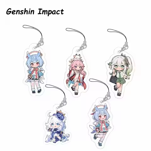 Game Genshin Impact Mobile Phone Lanyard Chain Phone Case Pendant Furina Sigewinne Nahida Yae Miko A