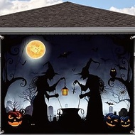 Preboun Halloween Garage Door Decorations Witch Halloween Door Cover Hanging Halloween Garage Door B
