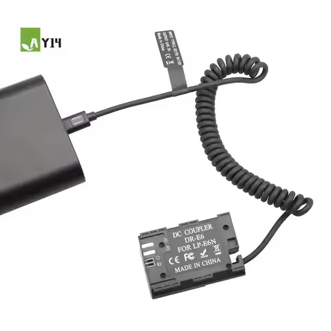 AY14 -LP-E6 Dummy Coupler Battery Type-C Spring Cable Parts For Canon 5D2 5D3 5D4 6D 6D2 60D 7D 7D2 