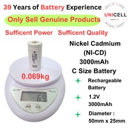 UR30000 C SIZE Battery Nickel Cadmium 1.2V 3000MAH  (NI-CD) Rechargeable Battery