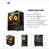 FPS เคสคอมพิวเตอร์ PC Case M-ATX Panorama กระจกนิรภัย Computer Case 3mm สีดำ ซีวิว รองรับน้ำ 240 พัด