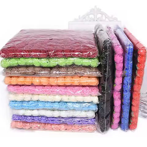 144pcs 2cm Mini PE Rose Head Artificial Silk Flowers Wedding Bride Bouquet Decor DIY Birthday Gift W
