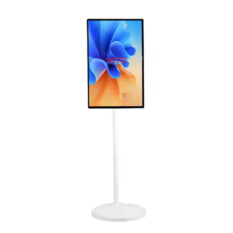 32 Inch Smart Portable TV Wireless Touch Screen Android 12 8+128GB White Cabinet with Built-in Camer