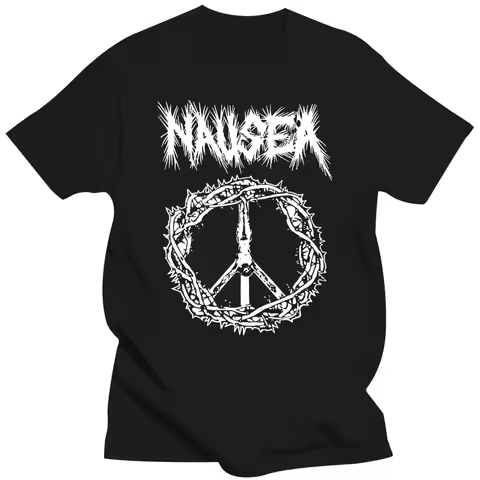 Nausea t shirt crust punk band heavyweight fashion Round Neck new in tops & tees shirt homme manga v
