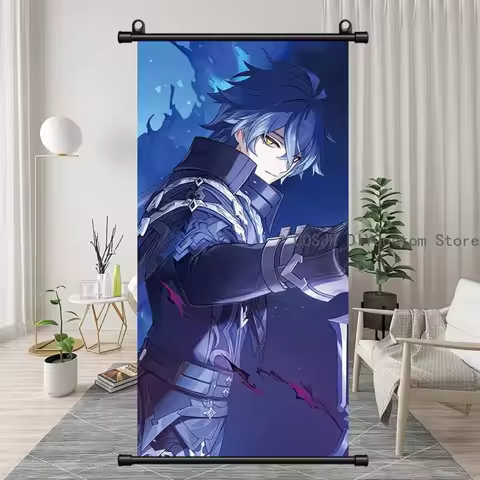 Anime Genshin Impact Lauma Aino Kyryll Chudomirovich Flins Scroll Canvas Wall Hanging Painting Home 