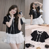 Babydoll shirt with puffy cuffs, ladylike style for women LALA A87