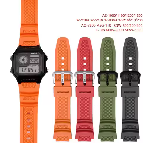 for Casio HDC-700 AQ-S810W/S800W SGW-300H/400H AE-1000W W-S200H Wrist Band Bracelet 18mm Colorful PU