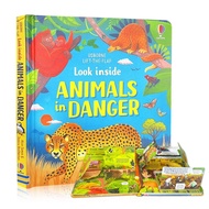 หนังสือเด็ก Usborne หนังสือ Look Inside Animals In Danger Lift The Flap Book Children Activity Book Board Book for Kids Toddler Baby Book Bedtime Reading Story Book English Learning Educational Books หนังสือเด็กภาษาอังกฤษ ภาพสามมิติ หนังสือเด็ก