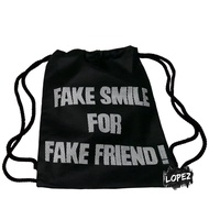 Fake Smile Mesh Bag For Fake Friend / Backpack Quote Friendship / Drawstringbag Quotes Lopwz