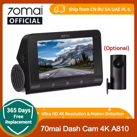 70mai 4K Dash Cam A810 Front Rear Set Suppor 4G Module LTE UP04 Remote Control GPS ADAS Car DVR 70ma