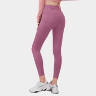 สต๊อกพร้อมส่ง) Womens Yoga Pants Stretch High Waist Cross Back Seamless Leggings Butt Lifting Leggin
