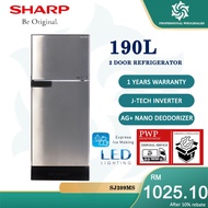 SHARP 190L J-TECH INVERTER 2 DOOR REFRIGERATOR SJ-209MS PETI SEJUK PETI AIS