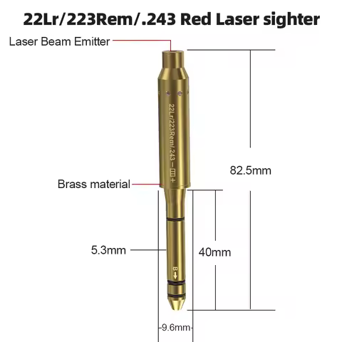 Pistol and Rifle Calibrator 22LR 223REM 243 Red Laser Calibration Tool - Hunting Accessories Trainin