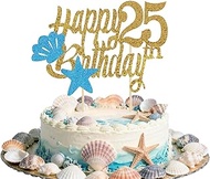 Happy 25th Birthday Cake Topper Glitter Gold Birthday Cake Decoration Hello 25 Cheer to 25th Birthda
