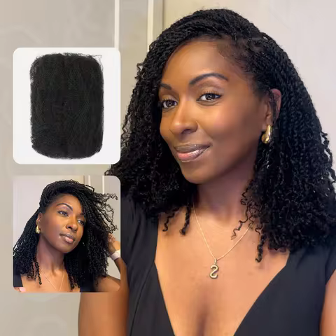 QVR Afro Kinky Bulk Human Hair 1PC Kinky Curly Bulk QVR Braiding Hair For Braiding DreadLock 50g Hai