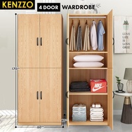 KENZZO Elegant 4-Door Wooden Wardrobe with Multi-Compartment Storage and Durable Construction