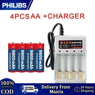 Philibs Original 1.5V AA Rechargeable Battery 9800mah AAA 8800mAh Batteries Alkaline Battery With Ch
