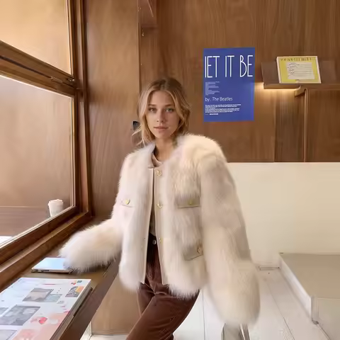 Zekye Women's Fur Coat Celebrity Imitation Fox Fur Coat Small Fragrant Wind Hair Coat Women Zara Win