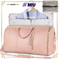 【In stock】NIU Hand Luggage Bag, Large Capacity PU Leather Folding Suit Storage Bag, Multi Function F