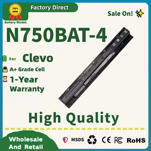 Factory Direct! N750BAT-4 6 Laptop Battery For Clevo N750BU N751BU N750WU N750S Series 87-N750S-31C0