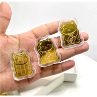 CAT + DRAGON LUCKY STICKER GOLD LUCKY CHARM STICKER FOR PHONE AND WALLET