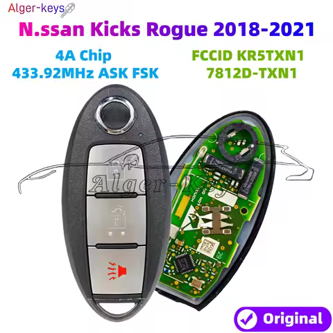 Alger-keys FCCID KR5TXN1 For Nissan Kicks Rogue 2018-2021 7812D-TXN1 Smart Key 3 Buttons 433.92MHz 4