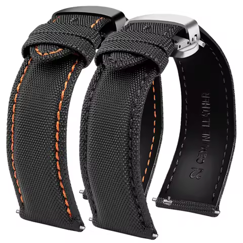 For Mido Nylon Leather Strap Commander M021 M025 Multifort M005 Tissot CASIO Black Orange TAG Heuer 