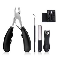 Bennlife - 不鏽鋼修甲工具套裝#適用於長而粗的腳趾甲#配有指甲銼和指甲鉗 (黑色) (4件套) (BE)