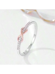 1枚女款s925純銀設計特殊戒指,雙色moebius無限循環戒指,流行ins風格銀飾,適合日常佩戴