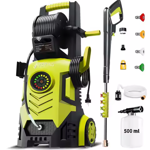 FOTING 5000PSI 2.8-3.6GPM Pressure Washer 8-Level Touch Screen 34" Tall 4 Nozzles 500ml Foam Cannon