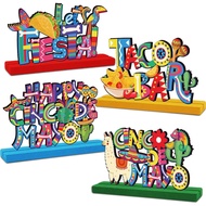 Hiasan Cinco De Mayo - 4PCS Hiasan Meja Kayu Cinco De Mayo, Tanda Hiasan Meja Happy Mexico 5 De Mayo