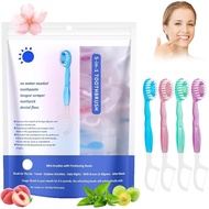 5 in 1 Toothbrush & Floss, 26Pcs mini toothbrushes with Toothpaste, All in one Oral Care on The go, 