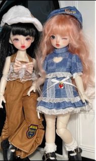 Blythe  B女娃衣系列 牛仔布格仔貝雷帽
